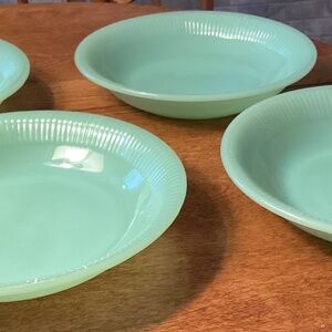 Fire King Jane Ray 7 5/8” soup bowls set of 4 Jadeite